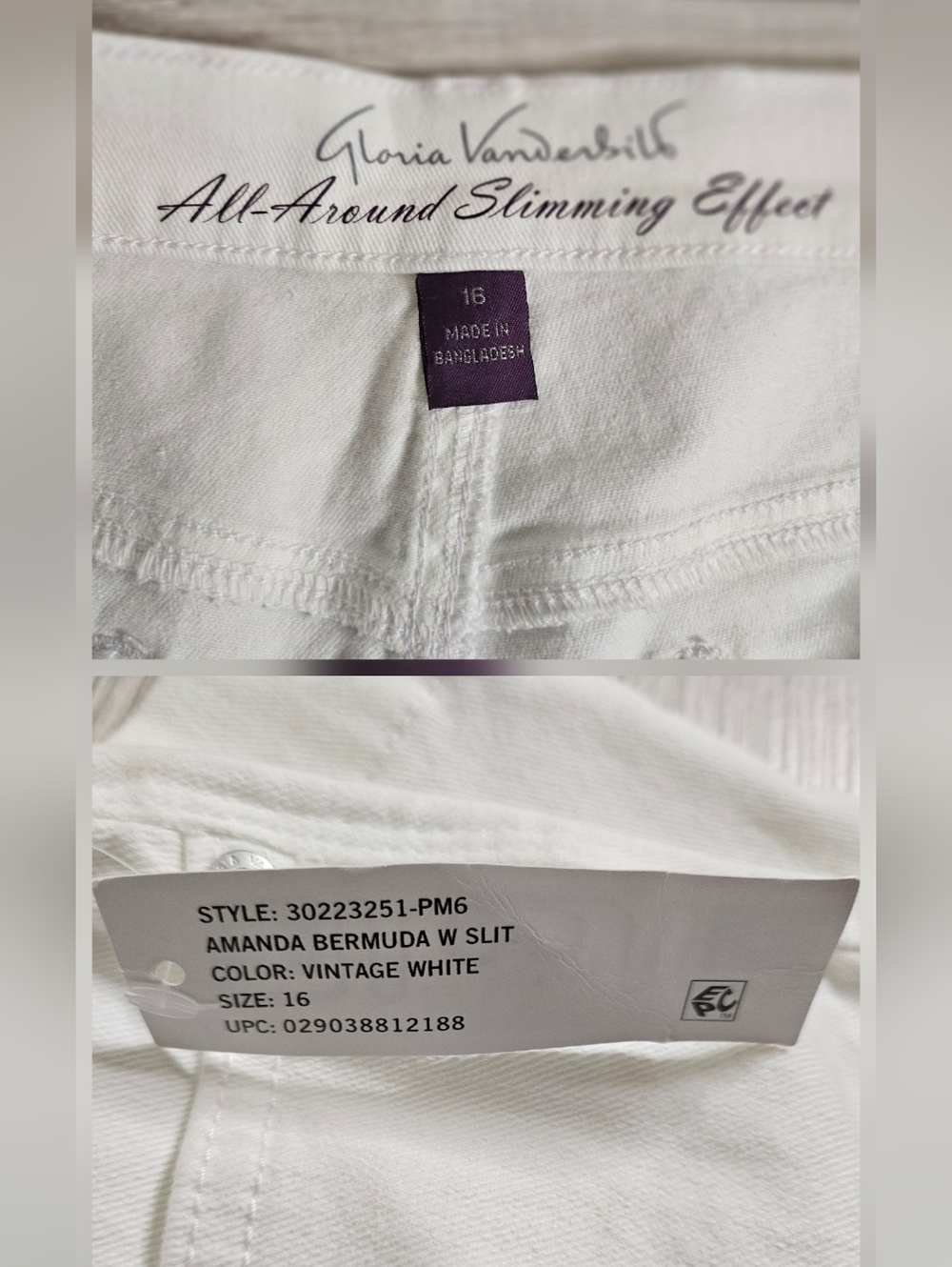 Gloria Vanderbilt Amanda Bermuda Shorts White Size 16 Slimming Stretch Summer - Picture 7 of 14